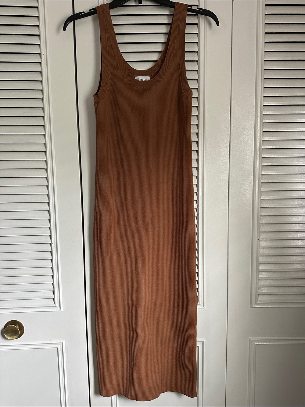 Ribbed Maxi Tank Dress in Brown